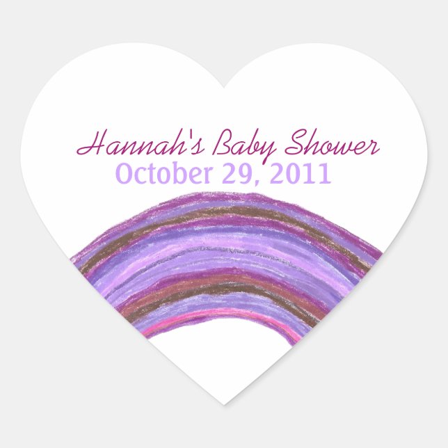 Autocollant de baby shower arc-en-ciel violet (Devant)