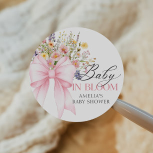 Autocollant de Baby Shower Bébé en Fleur avec un N
