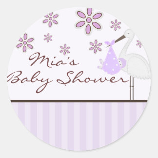 Autocollant de Baby Shower bébé joie violet