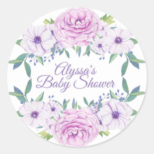 Autocollant de Baby shower blanc Lilac