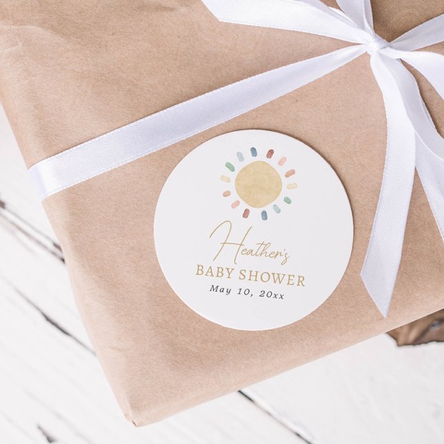 Autocollant de Baby Shower Boho Sun (Boho Sun Baby Shower Sticker
)