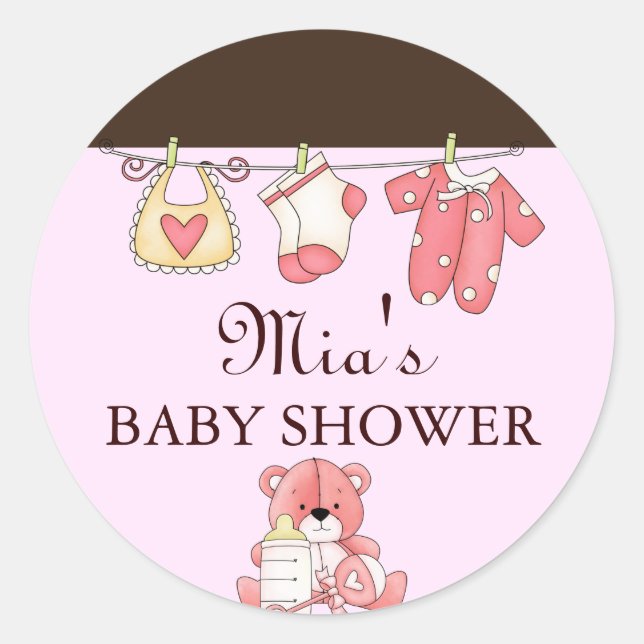 Autocollant de Baby Shower Chic Clothesline (Devant)