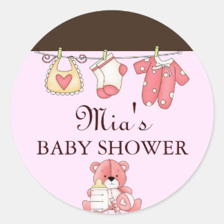 Autocollant de Baby Shower Chic Clothesline