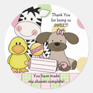 Autocollant de baby shower d'animaux de bébé