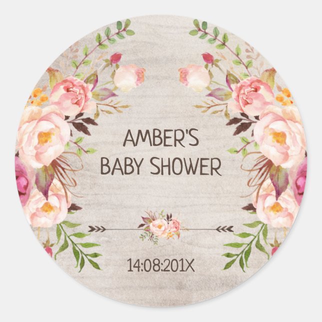 Autocollant de Baby shower de Boho Floral Watercol (Devant)