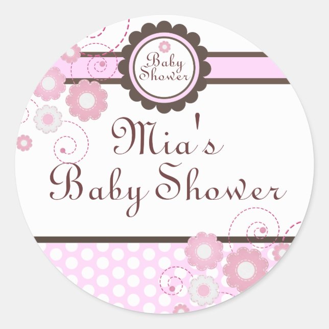Autocollant de Baby shower de conception florale r (Devant)