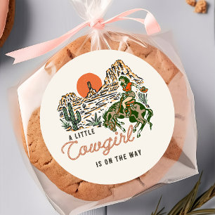 Autocollant de Baby shower de cowgirl du désert oc