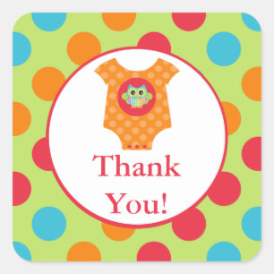 Autocollant de baby shower de hibou de combinaison