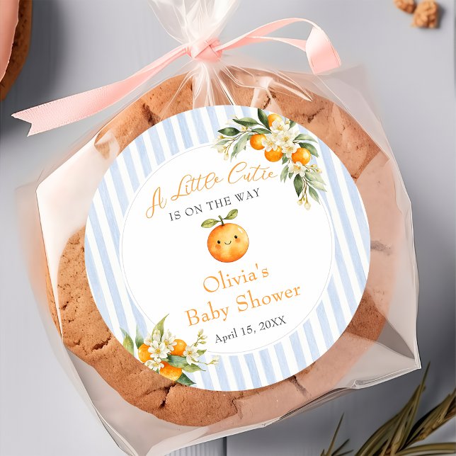 Autocollant de Baby Shower Little Cutie Citrus Ora (Créateur téléchargé)