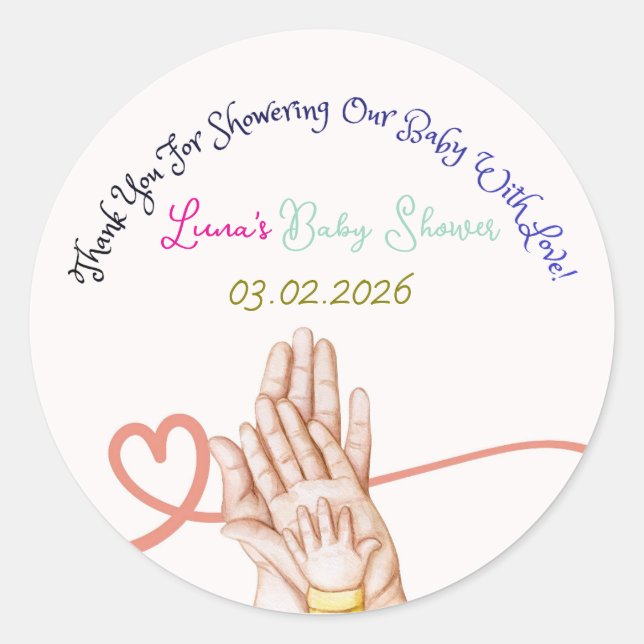 Autocollant de Baby Shower Personnalisable Mignon  (Devant)