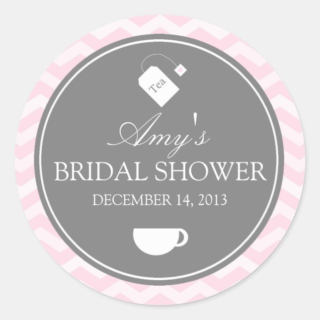 Autocollant de Baby Shower Pink Chevron High Tea (Devant)