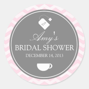 Autocollant de Baby Shower Pink Chevron High Tea