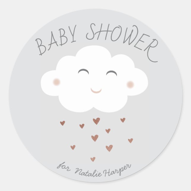 Autocollant de baby shower pour bébé mignon en for (Devant)