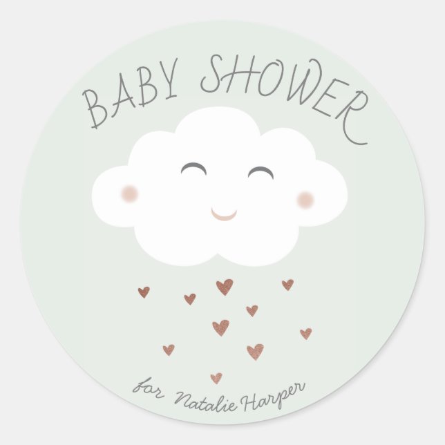 Autocollant de baby shower pour bébé mignon nuage (Devant)