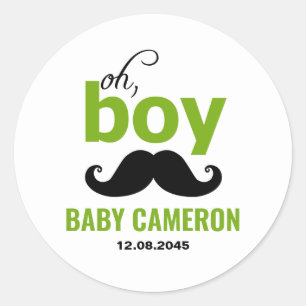 Autocollant de Baby Shower pour Garçon Moustache V