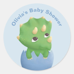Autocollant de Baby Shower pour un joli Triceratop