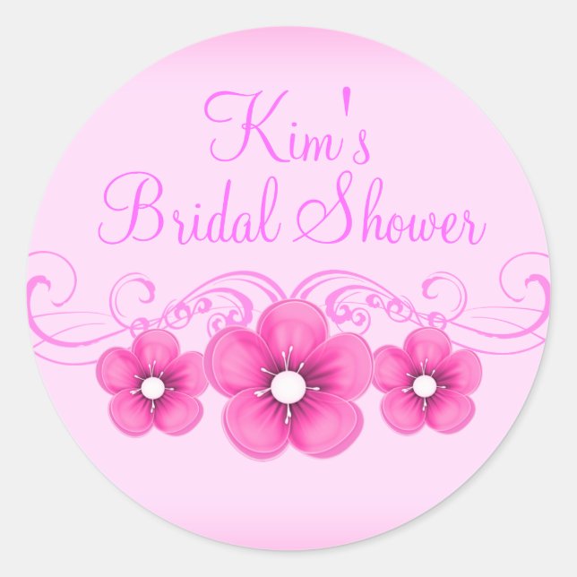 Autocollant de Baby Shower Rose et Blanc (Devant)