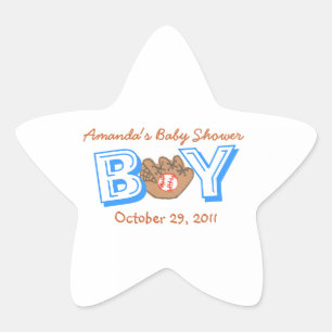 Autocollant de baby shower sur le thème du basebal