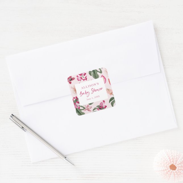 Autocollant de Baby Shower Tropical (Enveloppe)