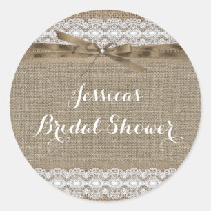 Autocollant de Baby Shower Vintage en Dentelle et 