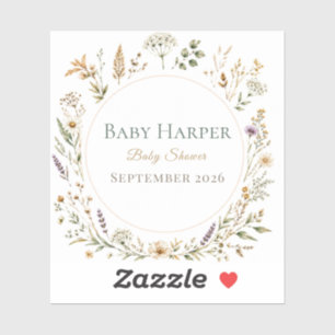 Autocollant de Baby Shower Wildflower   Boho Favor