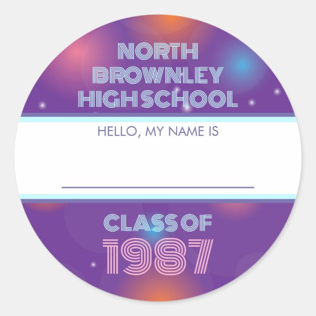 Autocollant de badge de réunion de classe de disco (Devant)