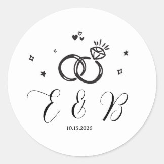 Autocollant de bague de mariage dessiné à la main
