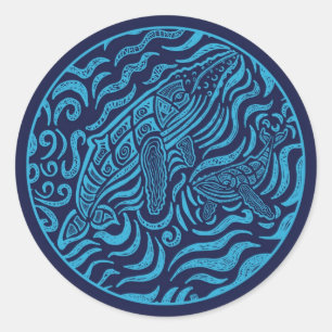 Autocollant de baleines à bosse de la famille Ocea