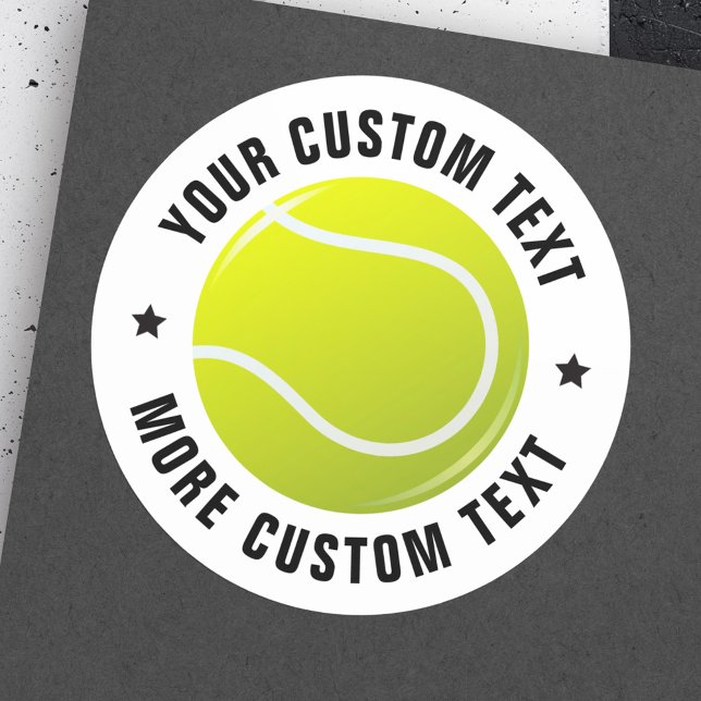 Autocollant de balle de tennis avec texte personna (Tennis ball sticker with custom text)