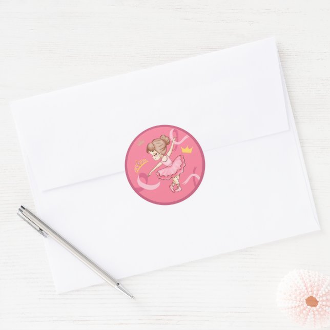Autocollant de ballerine rose profonde (Enveloppe)