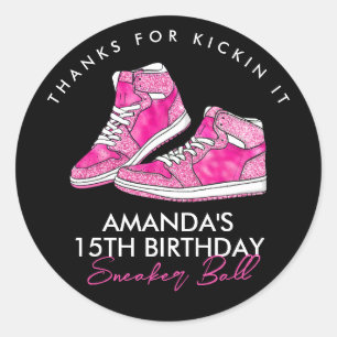 Autocollant de ballon de baskets rose