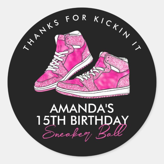 Autocollant de ballon de baskets rose (Devant)