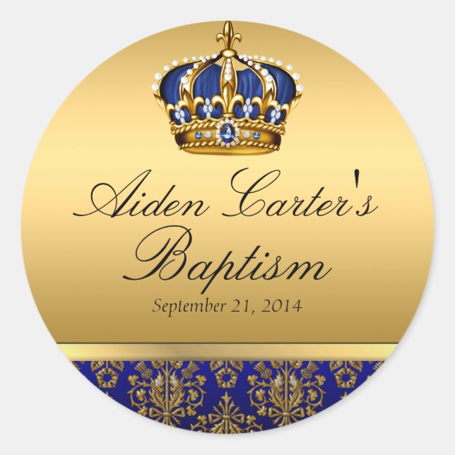 Autocollant de baptême Couronne Royale Bleue Royal (Devant)