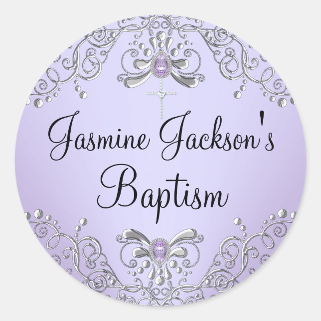 Autocollant de baptême Joyau Étincelle Violette (Devant)