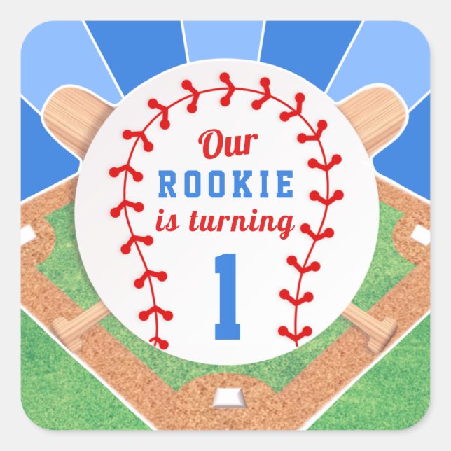 Autocollant de baseball 1er anniversaire de Rookie (Devant)