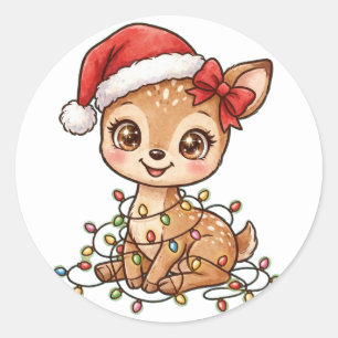 Autocollant de bébé cerf mignon avec chapeau de Pè