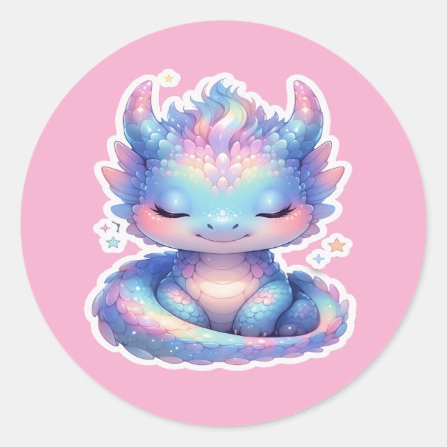 Autocollant de bébé dragon pastel mignon  (Devant)