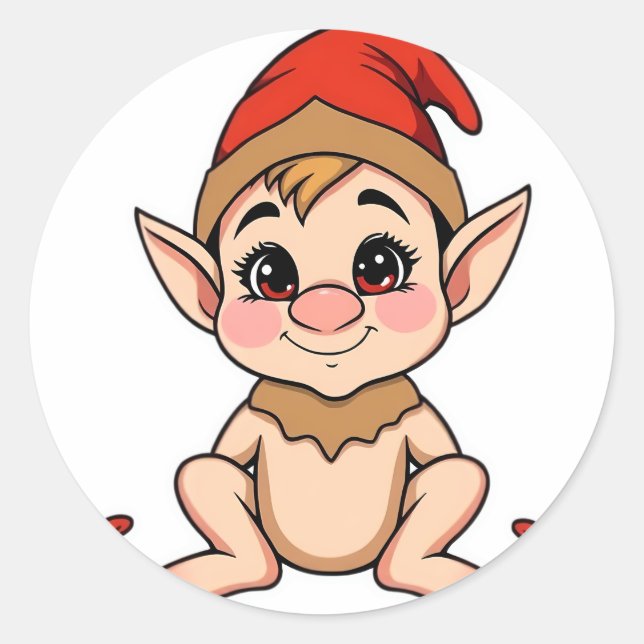 Autocollant de bébé elfe adorable / Noël de dessin (Devant)