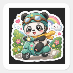 Autocollant de bébé panda mignon lisant un livre
