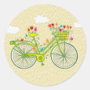 Autocollant de bicyclette florale vintage mignon