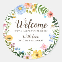 Autocollant de bienvenue de mariage Bohème Fleur S