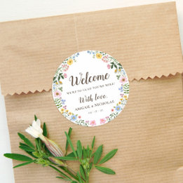 Autocollant de bienvenue pour mariage Bohème Fleur