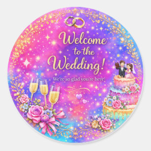 Autocollant de bienvenue pour mariage élégant