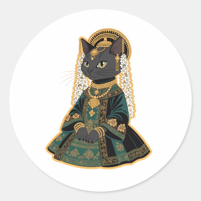Autocollant de bijoux de temple de mariage de chat (Devant)