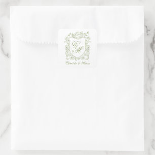 Autocollant de blason de monogramme de couleur ver