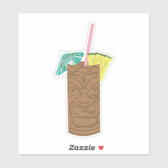 Autocollant de boisson cocktail Tiki (Feuille)