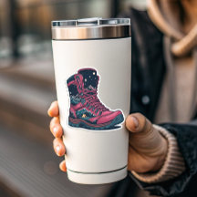 Autocollant de bottes de randonnée rose pour campi