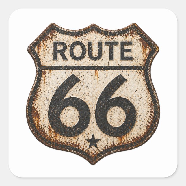 Autocollant de bouclier de route 66 vintage rouill (Devant)