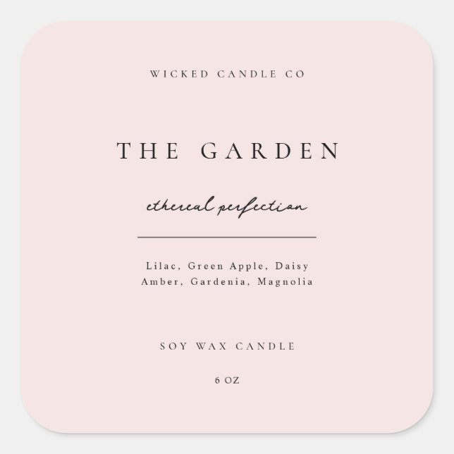 Autocollant de Bougie Rose Blush Étiquette de Prod (Devant)