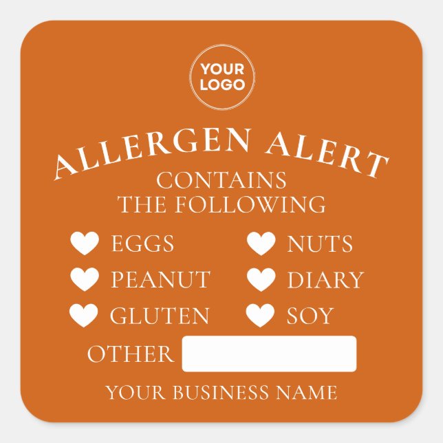 Autocollant de boulangerie d'alerte d'allergie ora (Devant)